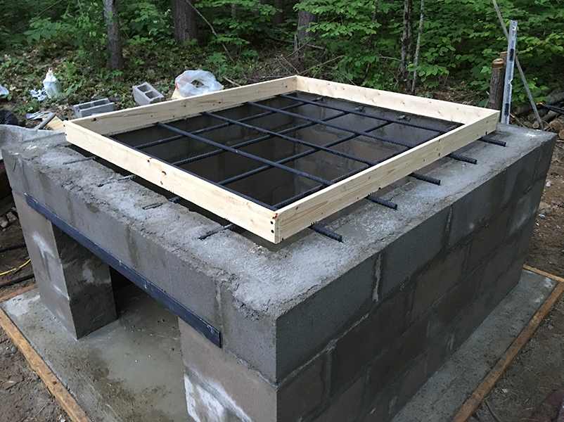 Laying out the hearth slab rebar and form